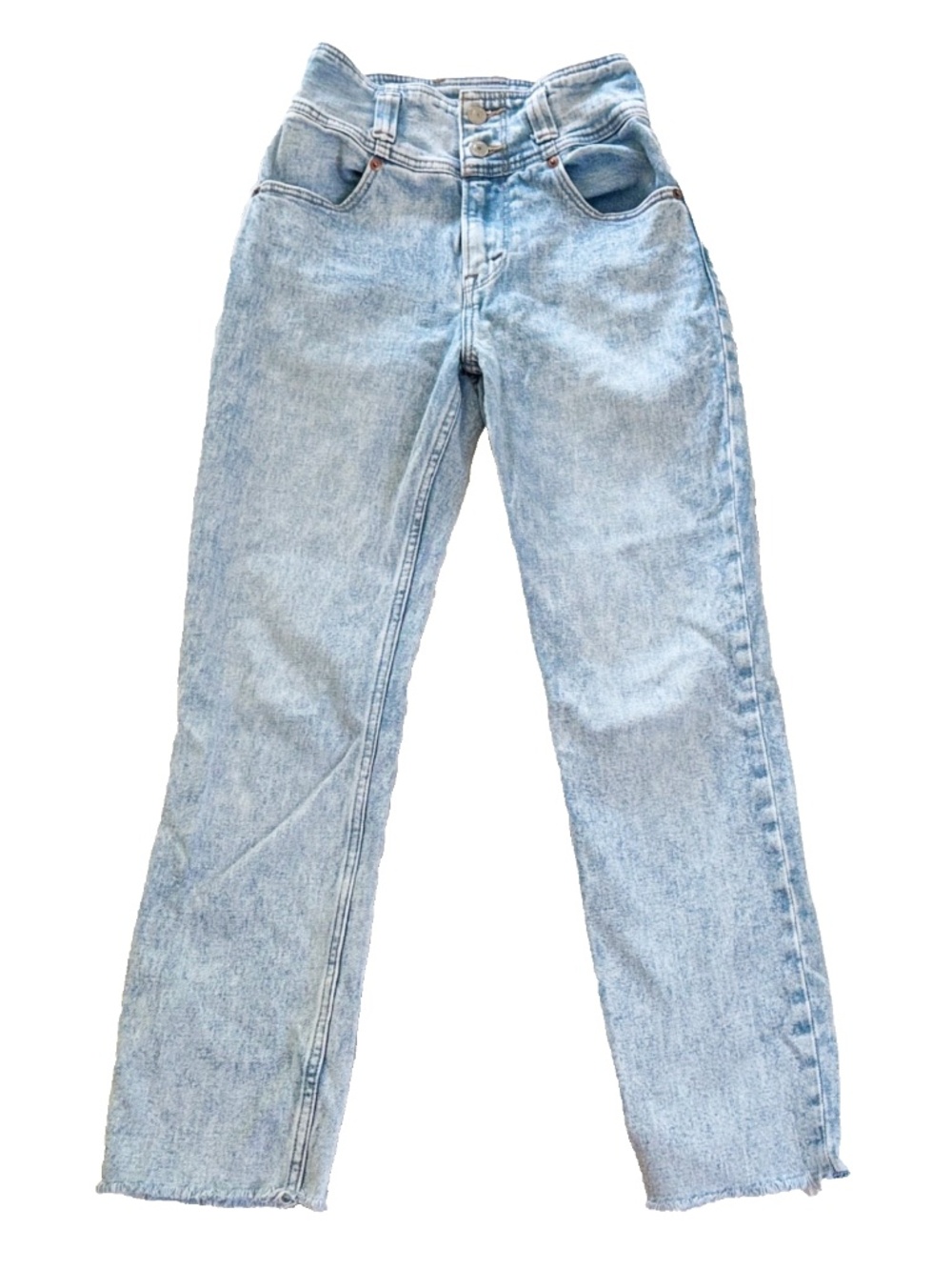 Abercrombie & Fitch Women Ultra High Rise Mom Jeans Size 24/00 Acid Wash Blue